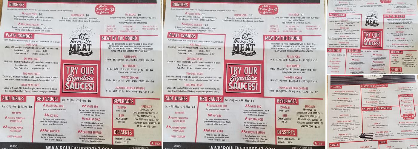 Boulevard BBQ & Fixins Menu