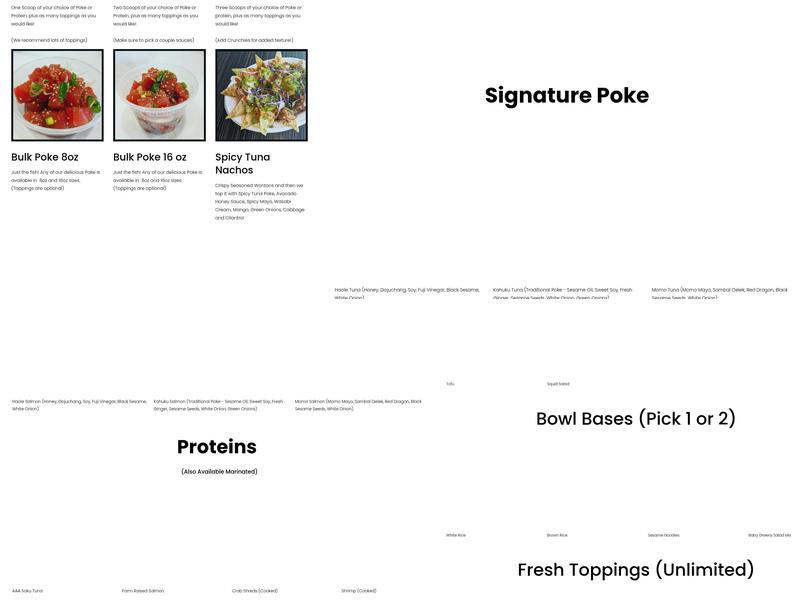 Pure Poke and Prep Menu
