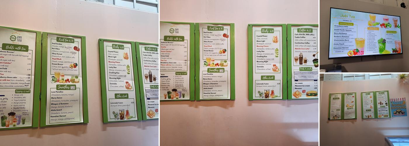 Zen Tea Hot Springs Menu