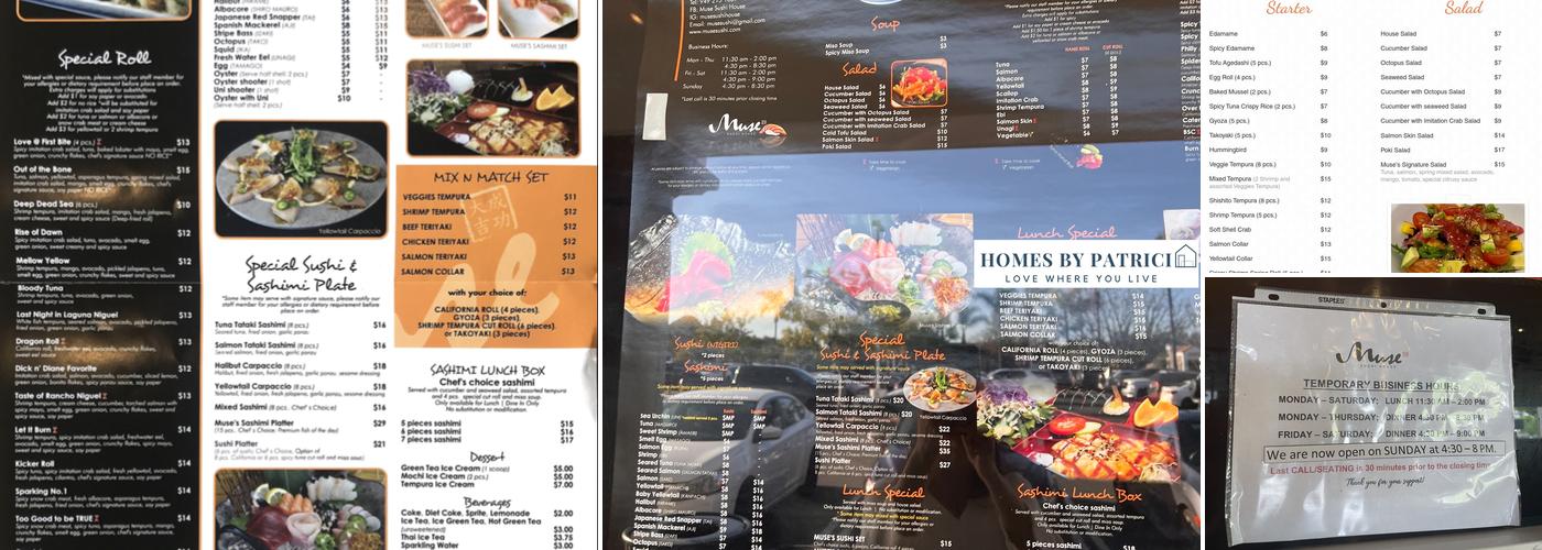 Muse Sushi House Menu