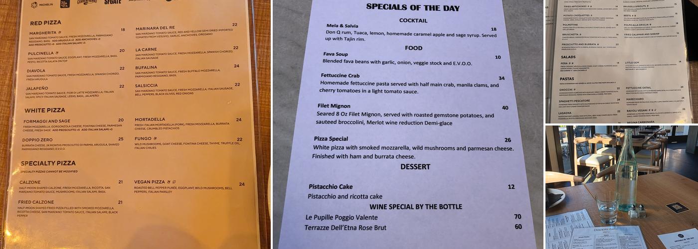 Doppio Zero Concord Veranda Menu