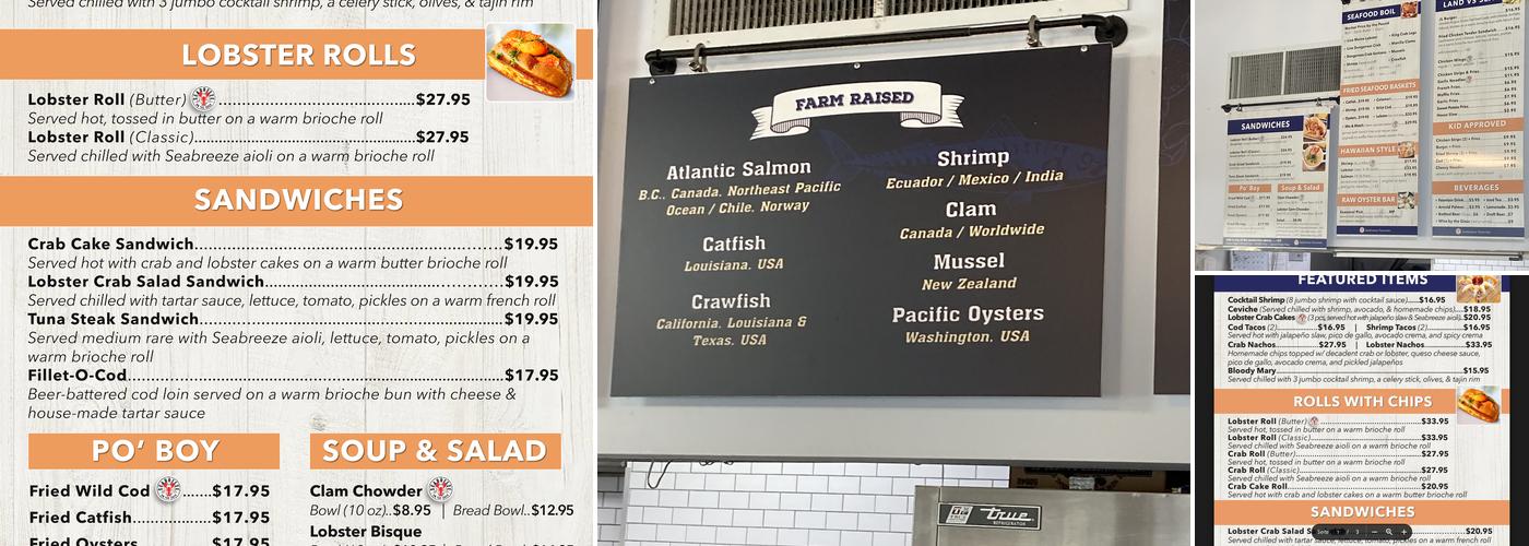 Seabreeze On The Dock Menu