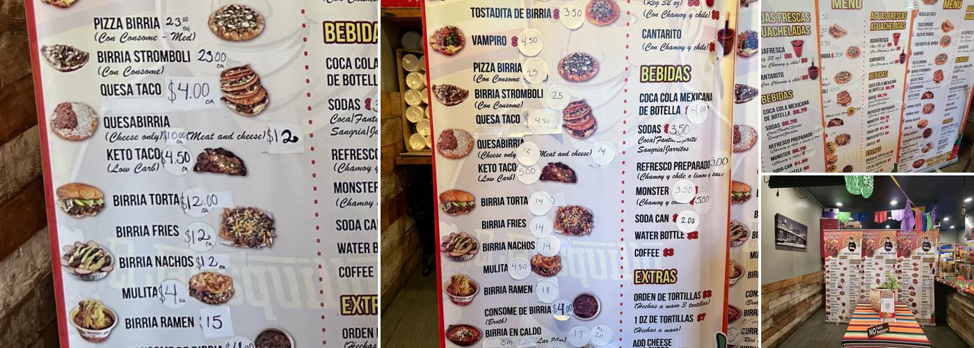 Birria and Pozole To Go Menu