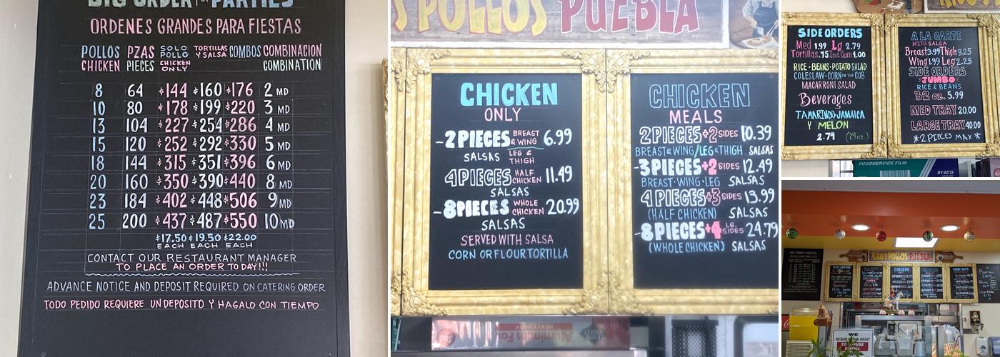 Ricos Pollos Puebla Menu