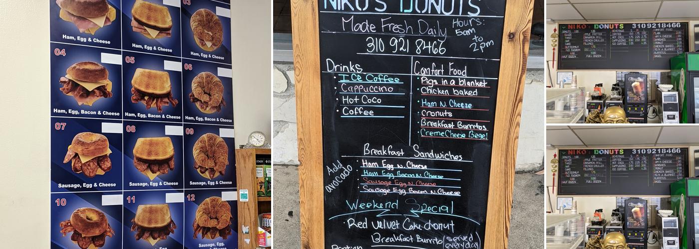 Niko’s donuts Menu