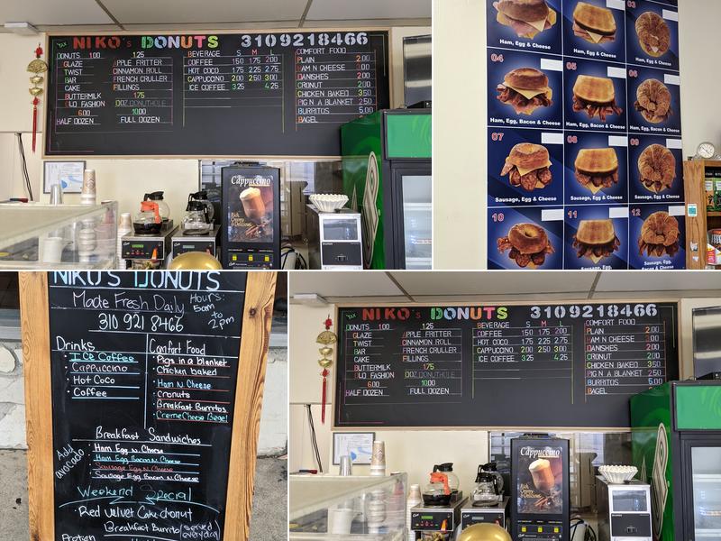 Niko’s donuts Menu