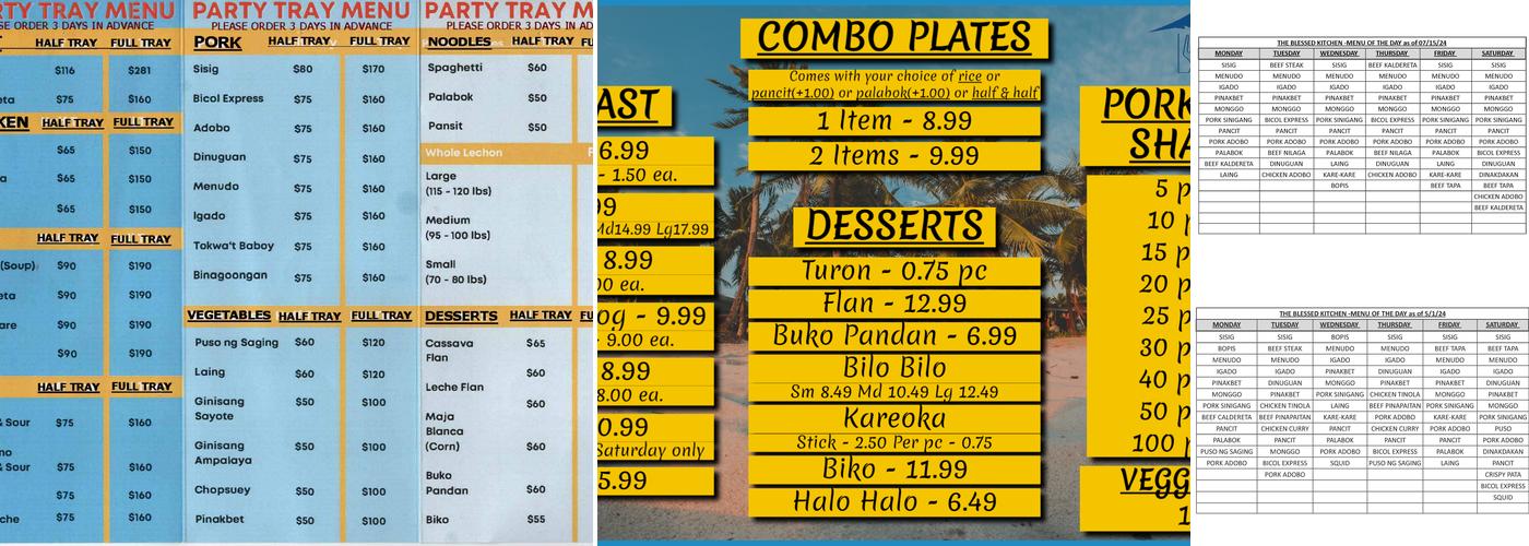 The Blessed Kitchen Menu