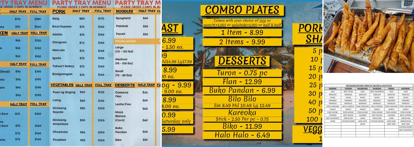 The Blessed Kitchen Menu