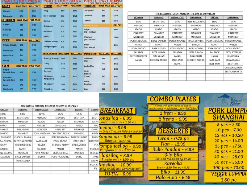 The Blessed Kitchen Menu