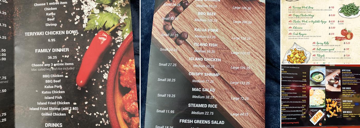 Tiki Hawaii BBQ Menu