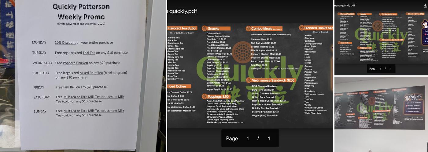 Quickly Patterson Menu