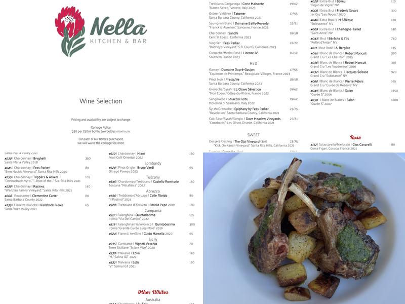 Nella Kitchen & Bar Menu