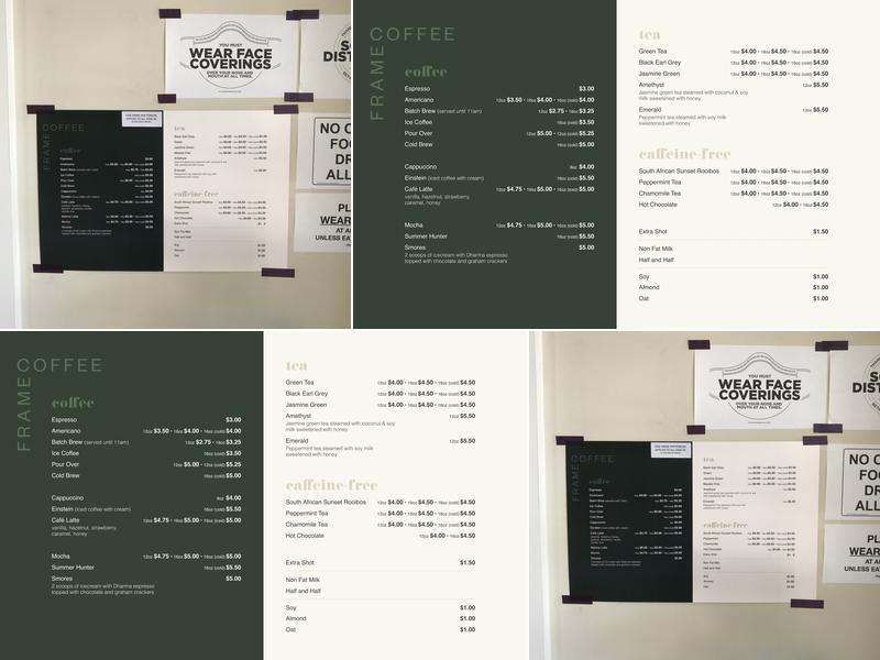 Frame Coffee Menu
