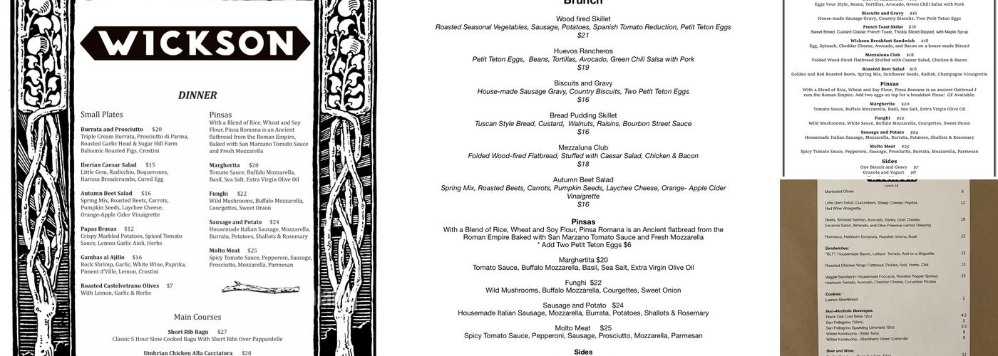 Wickson Menu