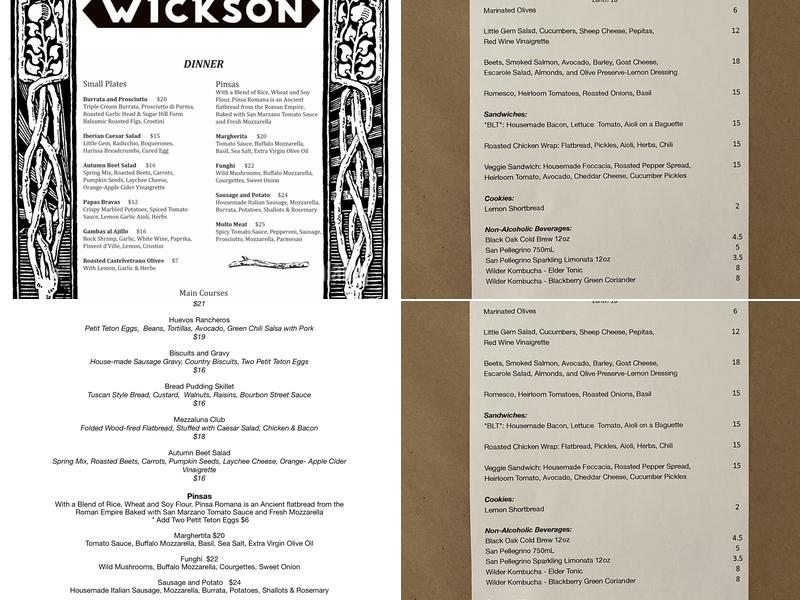 Wickson Menu