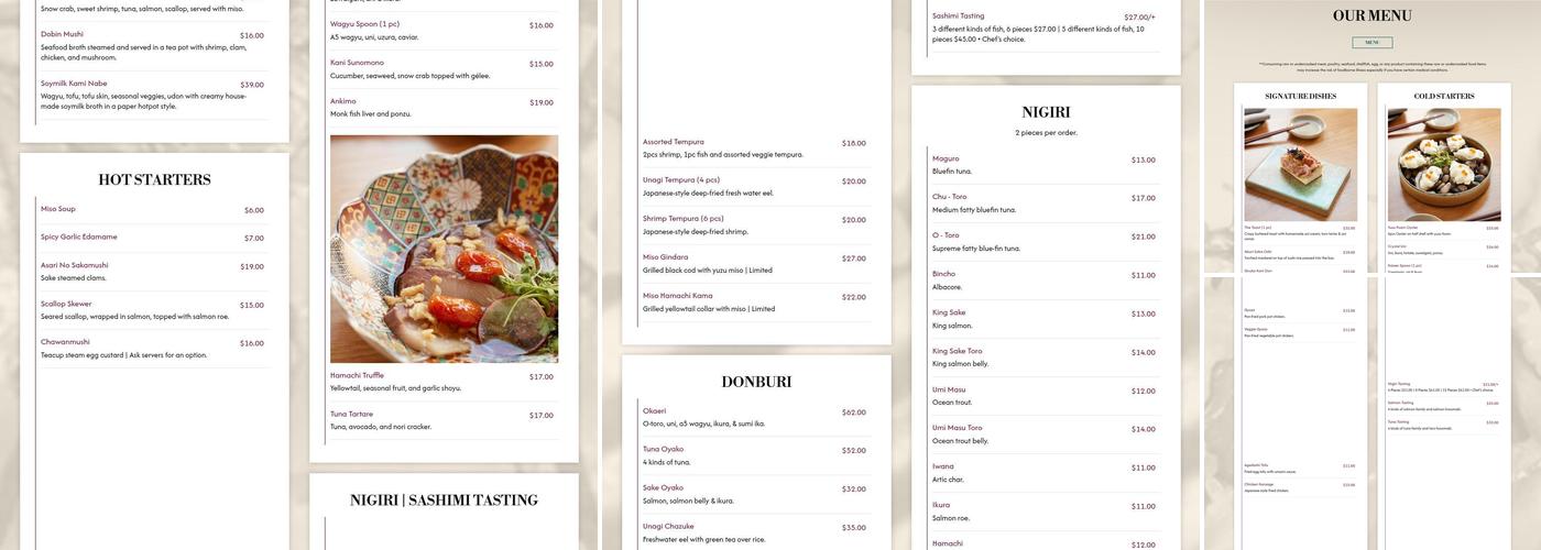 Okaeri Japanese Bistro Menu