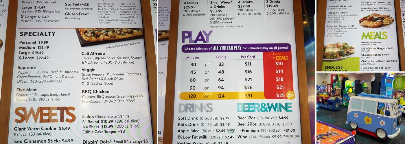 Chuck E. Cheese Menu