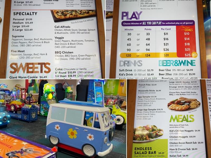 Chuck E. Cheese Menu