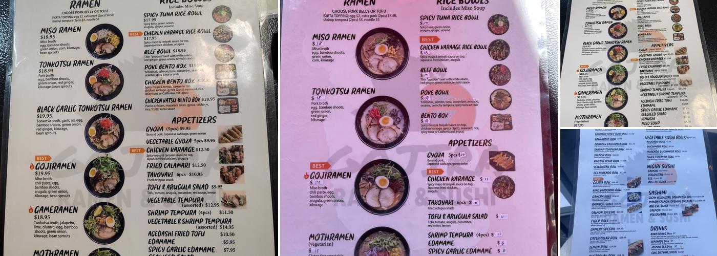 GOJIRA Ramen & Sushi Menu