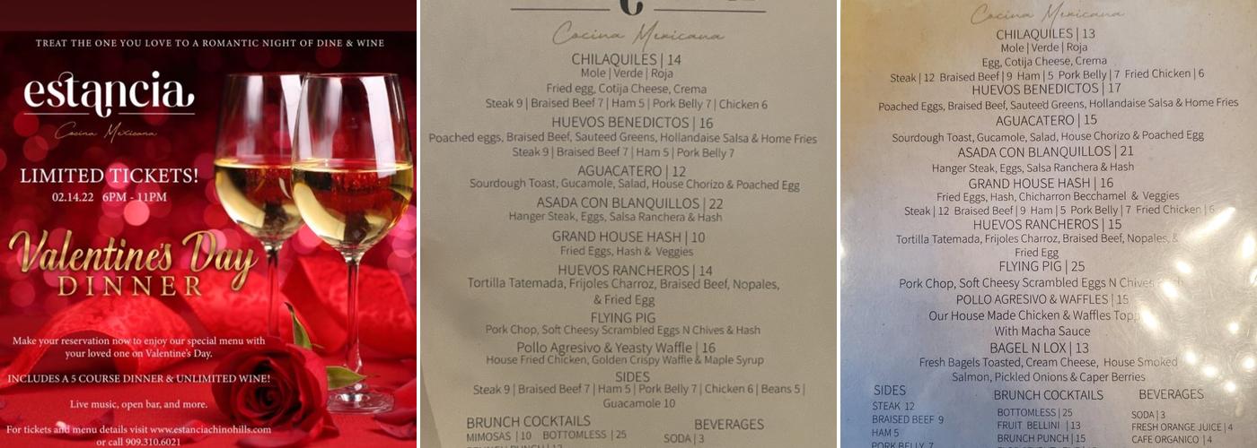 Estancia at The Grand Conquista Menu