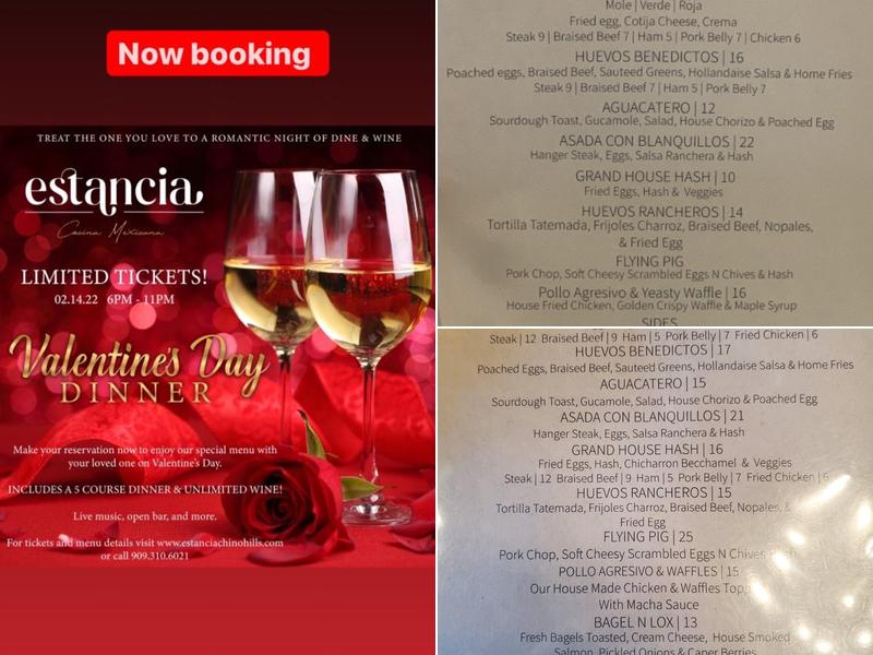 Estancia at The Grand Conquista Menu