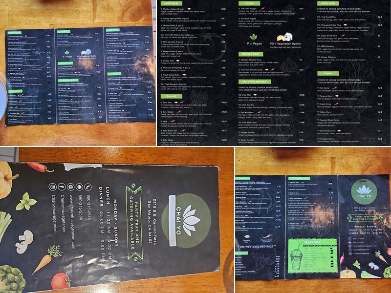 Chai Yo Thai Cuisine Menu