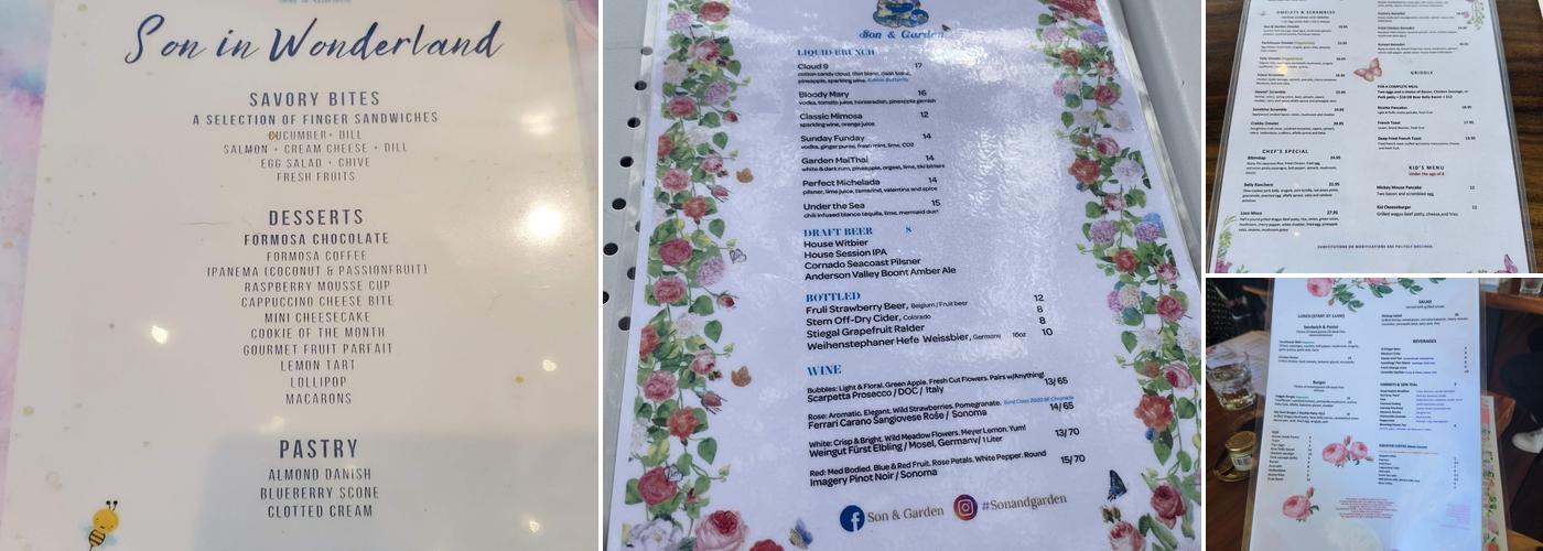 Son & Garden Menu