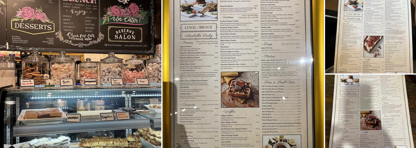 Pistachio Cafe Menu