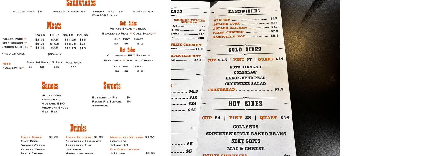 B.T.'s Fried Chicken and BBQ Menu