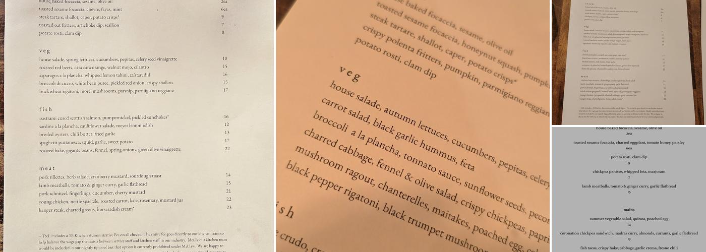 Thistle & Leek Menu