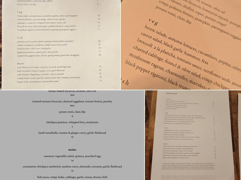 Thistle & Leek Menu