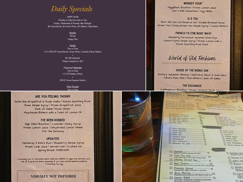 Whiskey Exchange Menu