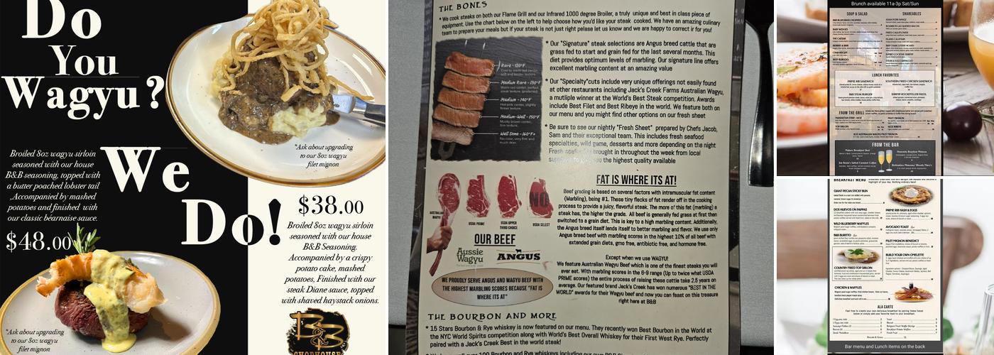 B & B Chophouse and Market Menu