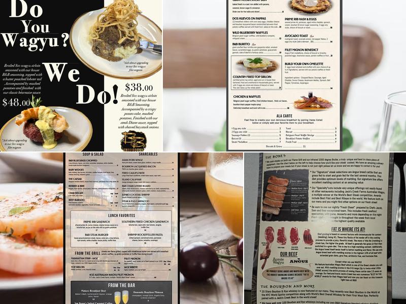 B & B Chophouse and Market Menu