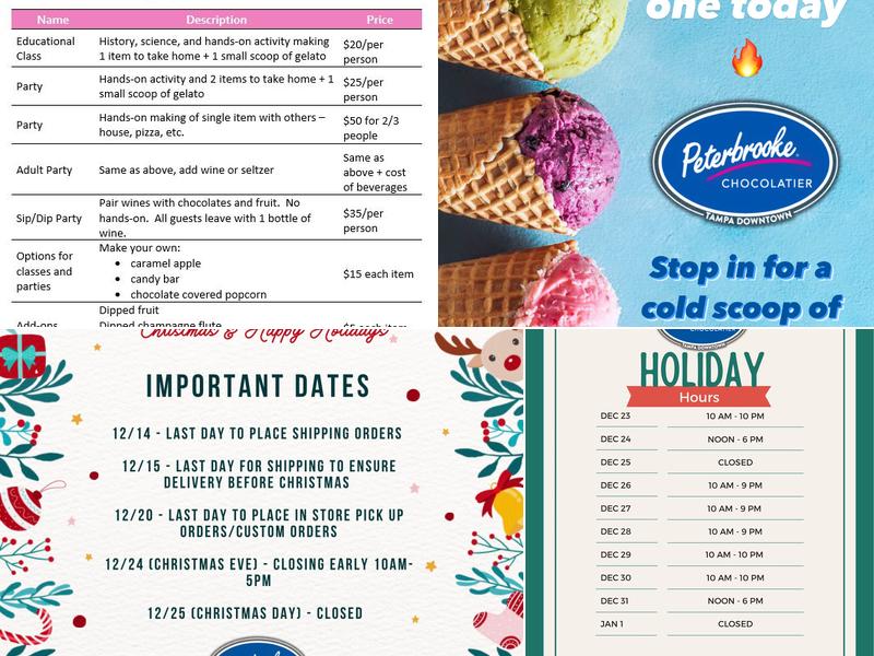 Peterbrooke Chocolatier + Gelato Tampa Menu