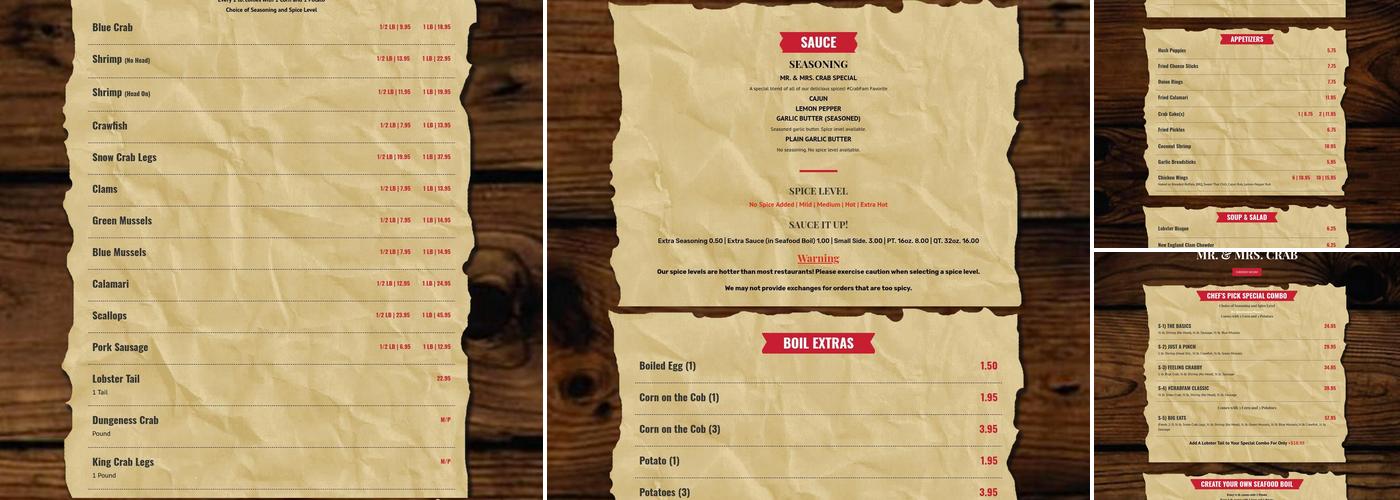 Mr. & Mrs. Crab - Clearwater Menu