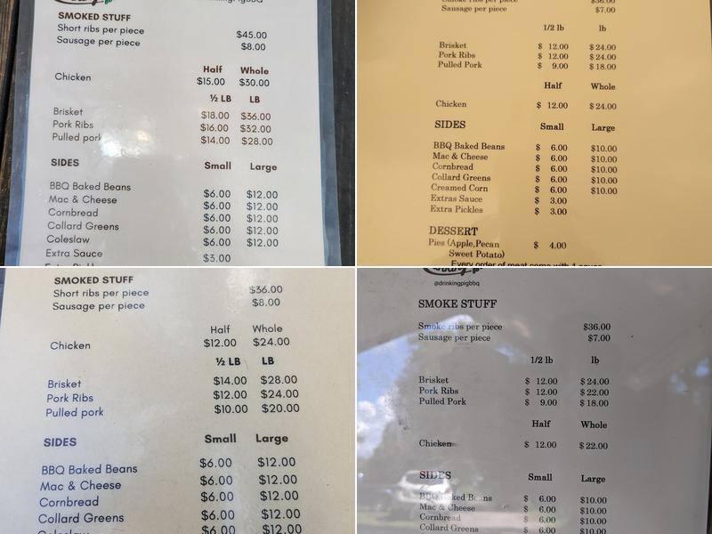 Drinking Pig BBQ Menu