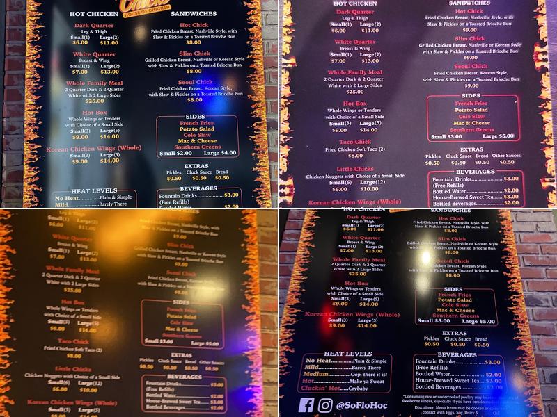 Hot Chicks House of Chicken Menu