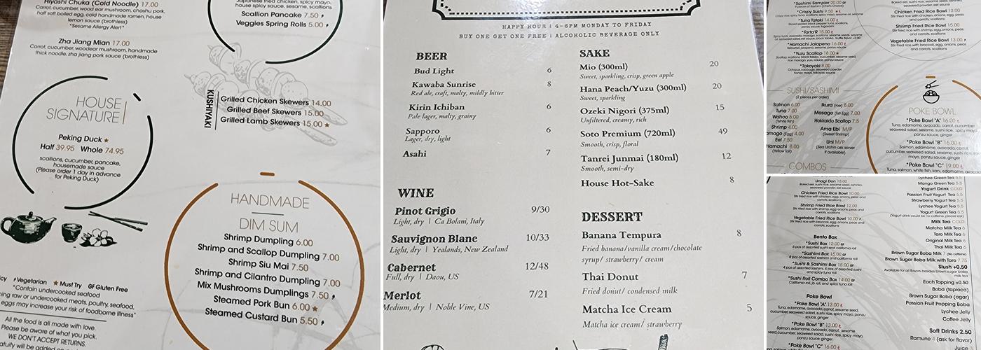 Ichimora Menu