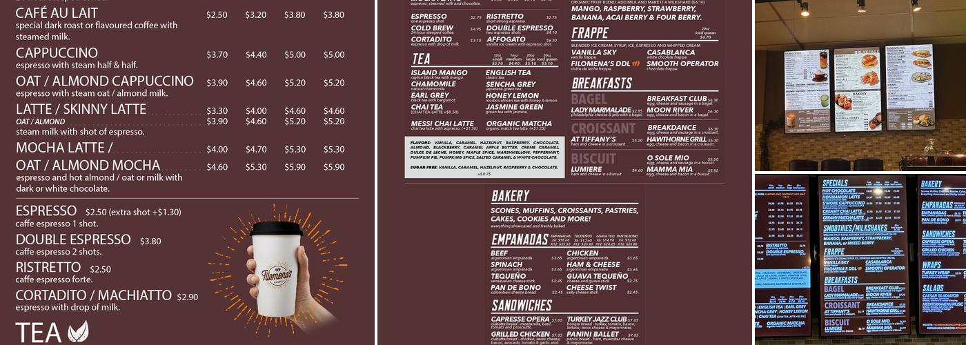 Filomena's Bean Coffee Menu