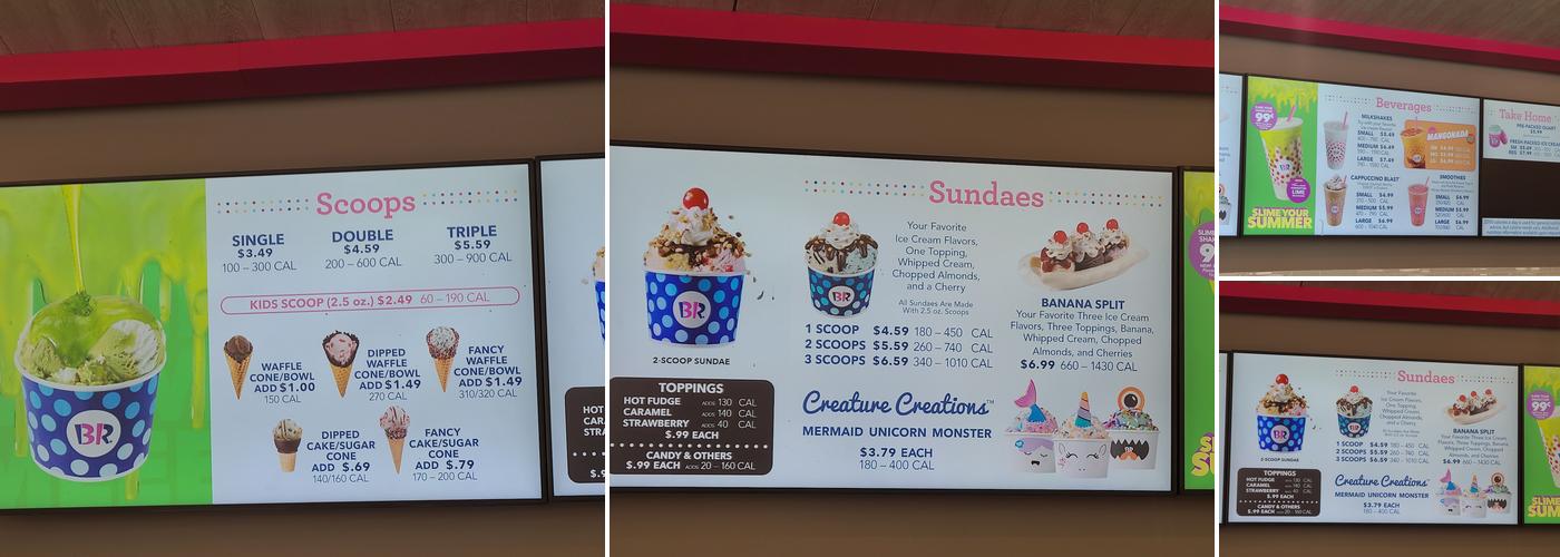 Baskin-Robbins Menu