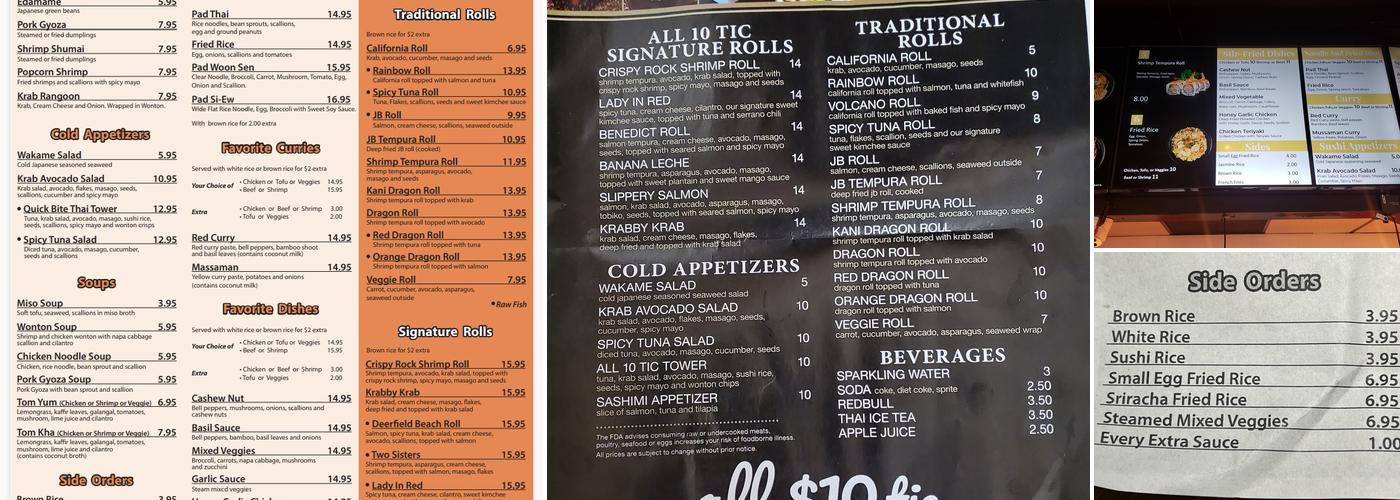 Quick bite Thai & Sushi Menu