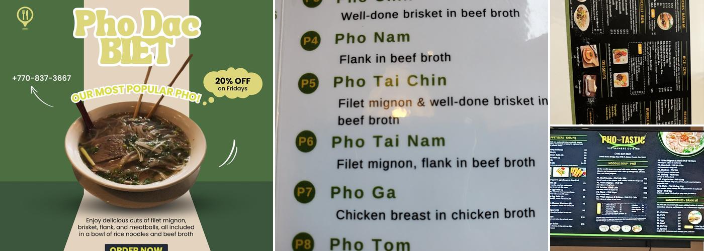 PHO - TASTIC Menu