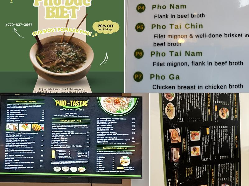 PHO - TASTIC Menu