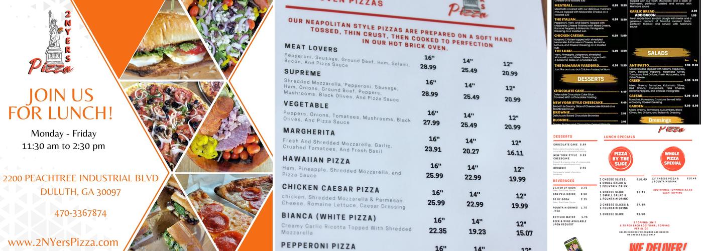 NYC Pizza Company Menu