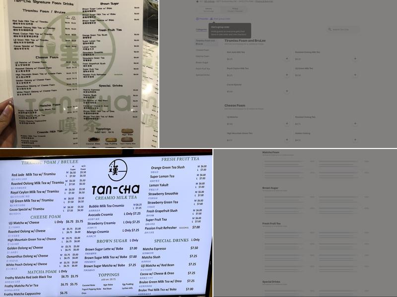 Tan-Cha Doraville Menu