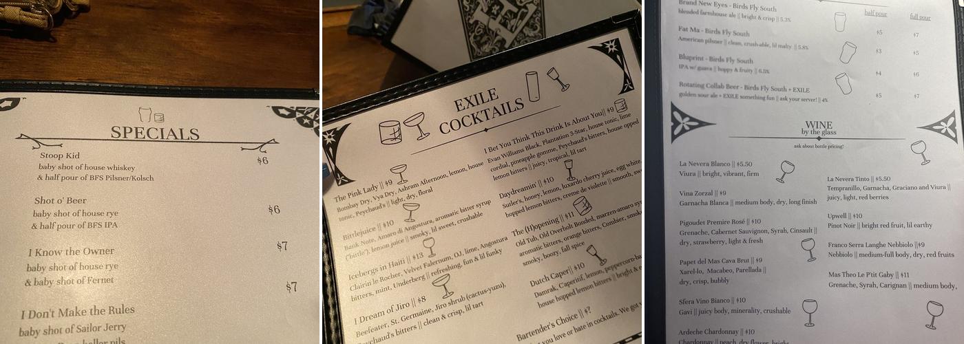 EXILE Menu