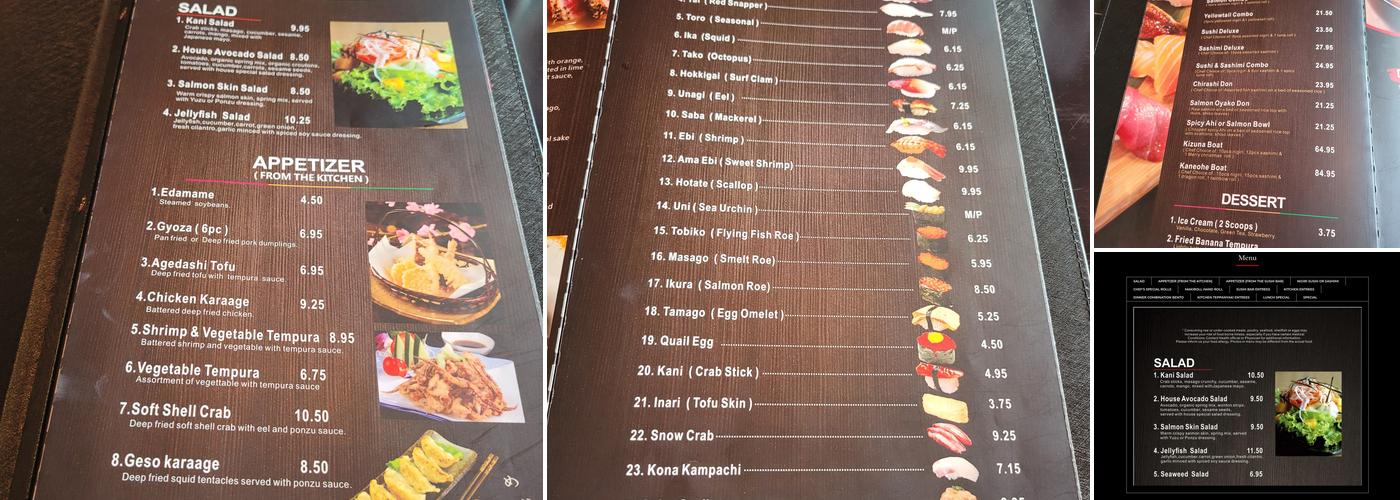 Kizuna Sushi Bar & Grill Menu