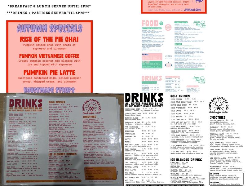 Java Kai Bar Coffee Roasters Menu