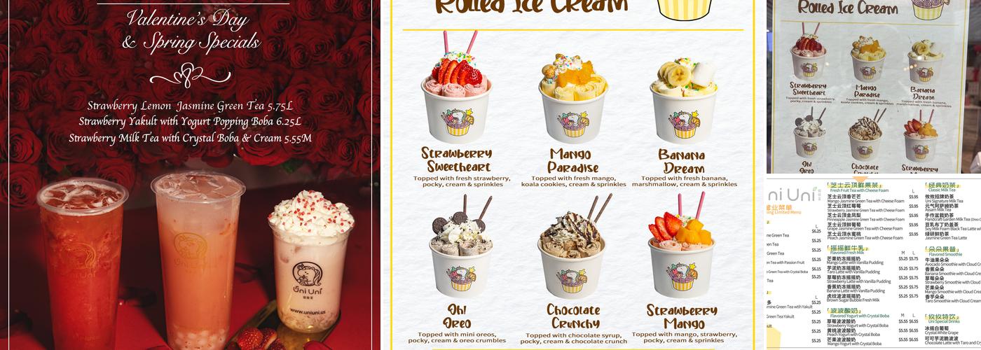 Uni Uni Boba Menu